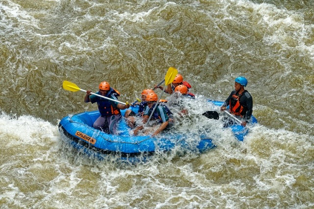 white water raft with people
